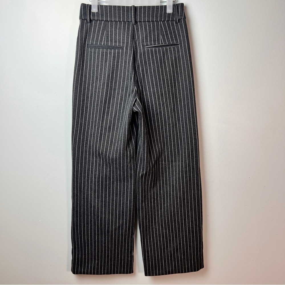 Elodie Pinstripe Wide Leg Trousers | Gray & White | Tailored Fit | Size Small - Picture 11 of 13